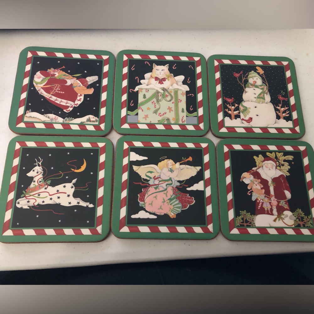 Set of vintage Christmas coasters by Pimpernel